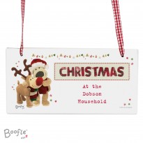 Personalised Boofle Christmas Reindeer Wooden Sign