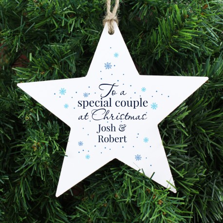 Personalised 'Special Couple' Wooden Star Decoration Keepsake