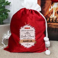 Personalised Special Delivery Luxury Christmas Pom Pom Sack