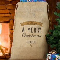 Personalised Classic Christmas Parcel Hessian Sack