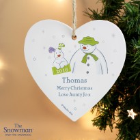 Personalised The Snowman and the Snowdog My 1st Christmas Heart Decoration & Keepsake