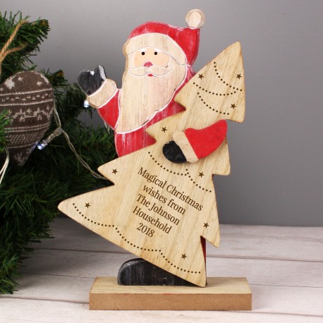 Personalised Santa Wooden Decoration & Keepsake