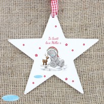 Personalised Me To You Reindeer Wooden Star Decoration & Keepsake
