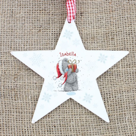 Personalised Me To You Wooden Star Christmas Decoration & Keepsake