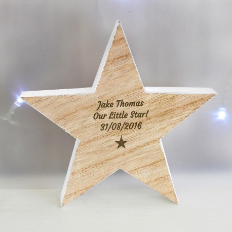 Personalised Star Motif Rustic Wooden Star Christmas Decoration & Keepsake
