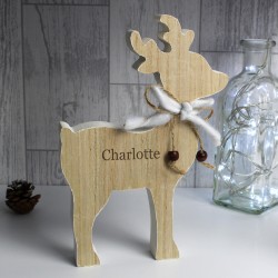 Personalised (Any Name) Rustic Wooden Reindeer Decoration