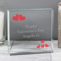 Personalised Red Hearts Large Crystal Token
