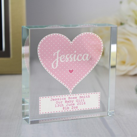 Personalised Stitch & Dot Baby Girl Large Crystal Token
