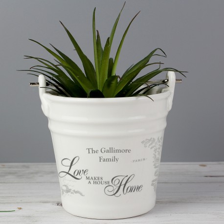 Personalised Love Makes A House Home Porcelain Bucket