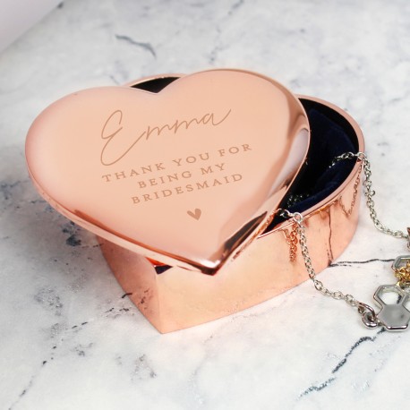 Personalised Rose Gold Heart Trinket Box